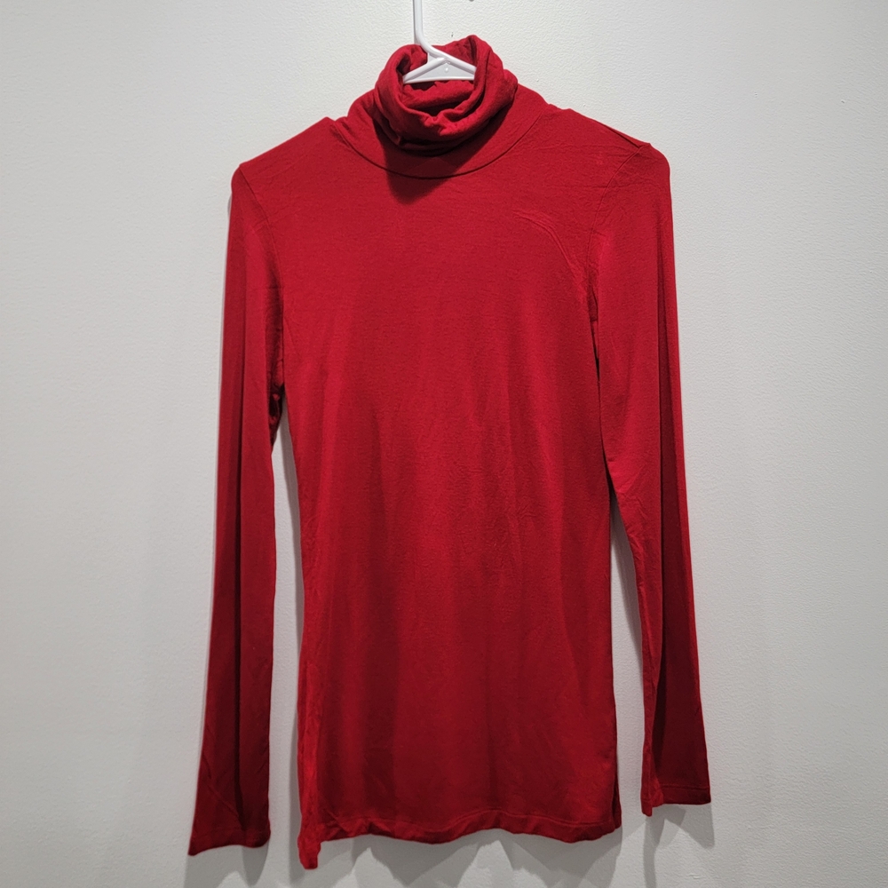 Joe Fresh Women's Red Turtleneck Long Sleeve Top